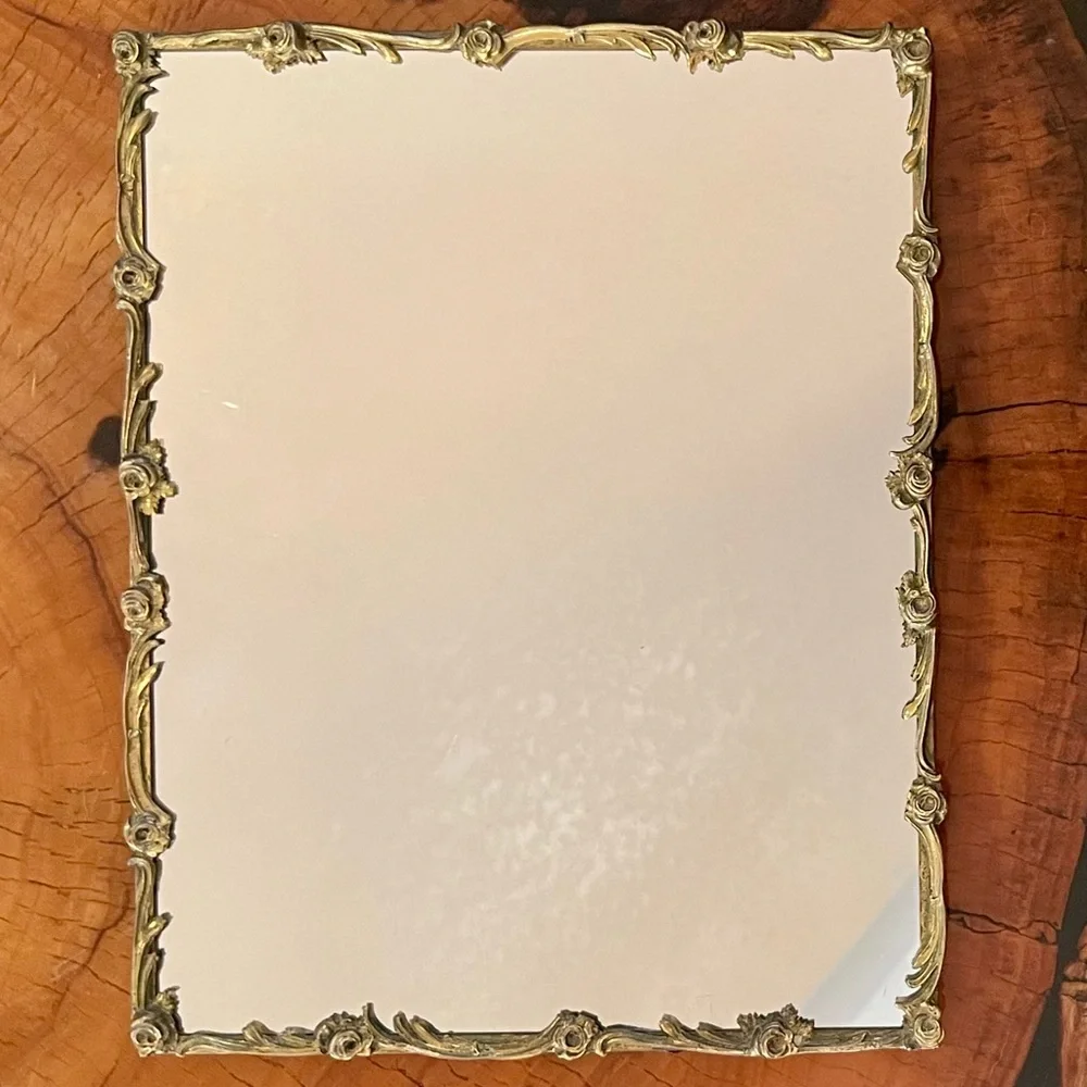 Vintage Brass Rose Mirror